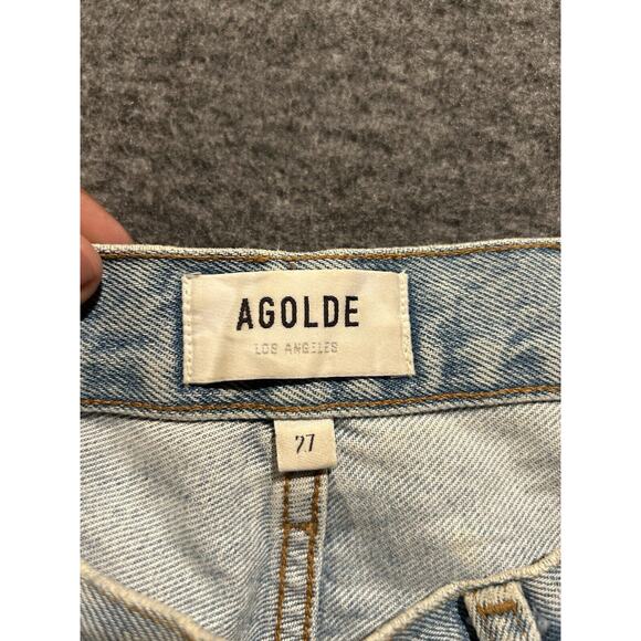 Agolde Womens Pinch Waist Jeans Size 27 Blue Straight Leg Distressed (see photo) - Picture 8 of 11